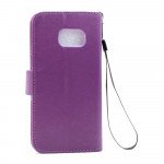 Wholesale Galaxy S7 Edge Folio Flip Leather Wallet Case with Strap (Dark Purple)